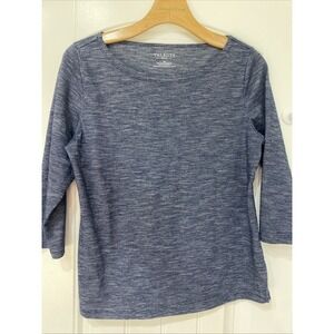 Talbots Petite M Women's Navy Blue 3/4 Sleeve Round Neck 606